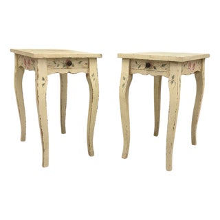 French Country Hand Painted Side Tables or Nightsands, Made in Italy, a Pair For Sale