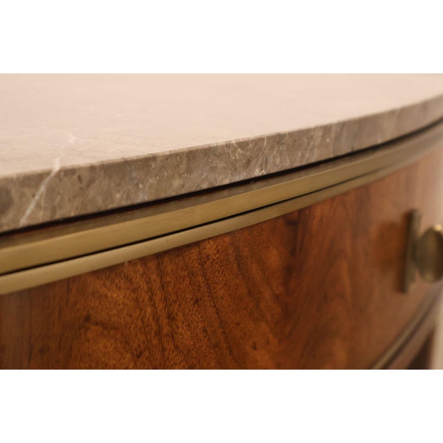 Johnathan Charles 'Barcelona' Marble Top Walnut Nightstand For Sale - Image 11 of 18