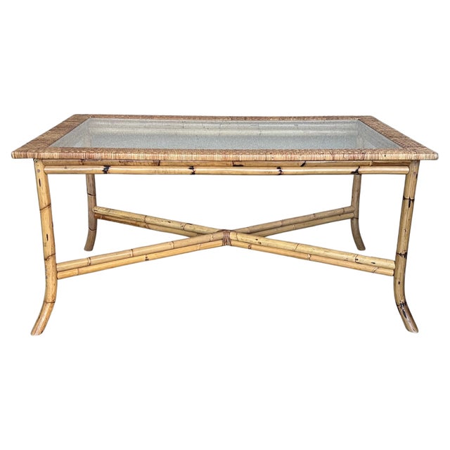 Spanish, 1980s Bamboo Glass Dining Table with Glass Tabletop For Sale - Image 15 of 18