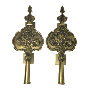Pair of Oversized 1950's Mid-Century Brass Door Pulls