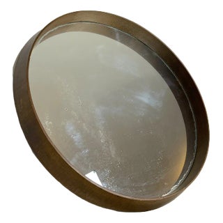 Round Italian Wooden Wall Mirror, 1950s For Sale