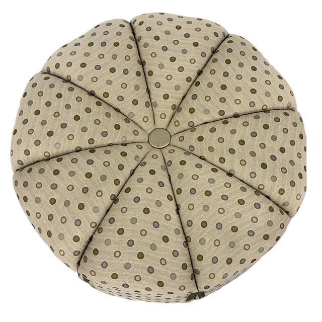 Dapha Upholstered Furniture Round Tufted Skirted Ottoman, 36” For Sale - Image 4 of 7