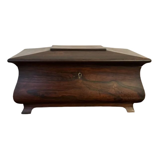 Antique Victorian Rosewood Tea Caddy, 1850 For Sale