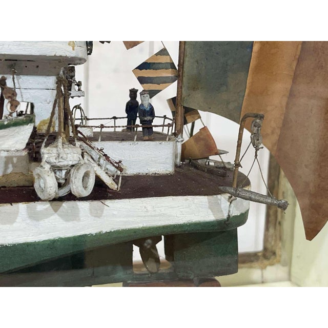 Early 20th Century Folk Art Model of a Torpedo Boat Under Glass For Sale - Image 14 of 18