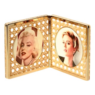 Picture Frame in Brass, Acrylic Glass, and Vienna Straw from Dior, Italy 1970s For Sale