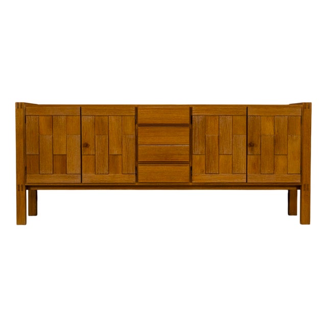Brutalist Sideboard in Oak, 1980s For Sale