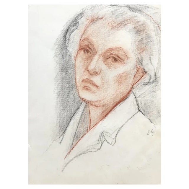 Stéphanie Caroline Guerzoni, Portrait de dame, 1920s, Pencil on Paper For Sale