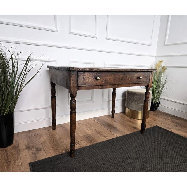 Very charming and rustic country Italian antique table ideal as kitchen dining table or desk writing table, in solid...