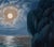 Hecate's Moon by Robin Hextrum | Oil on linen Night landscape with a full moon over water and trees. For Sale - Image 4 of 5