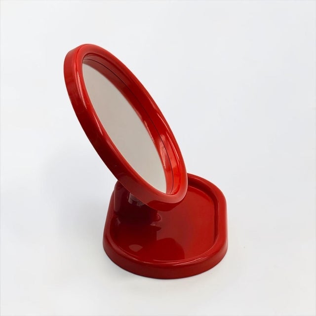 Vanity Mirror in Red Plastic by Olaf Von Bohr for Gedy, Italy, 1970s For Sale - Image 9 of 14