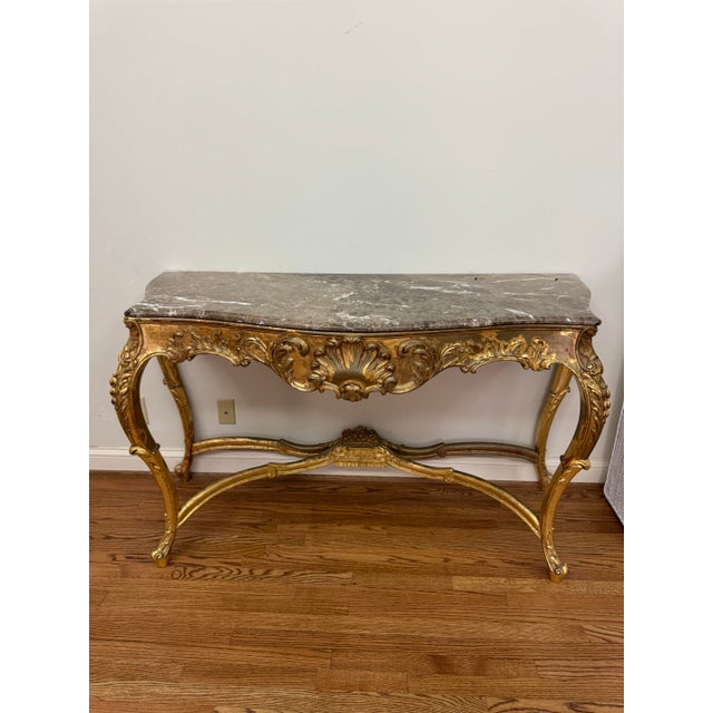 Console Gilded Wood and Marble Louis XV Style For Sale - Image 10 of 10