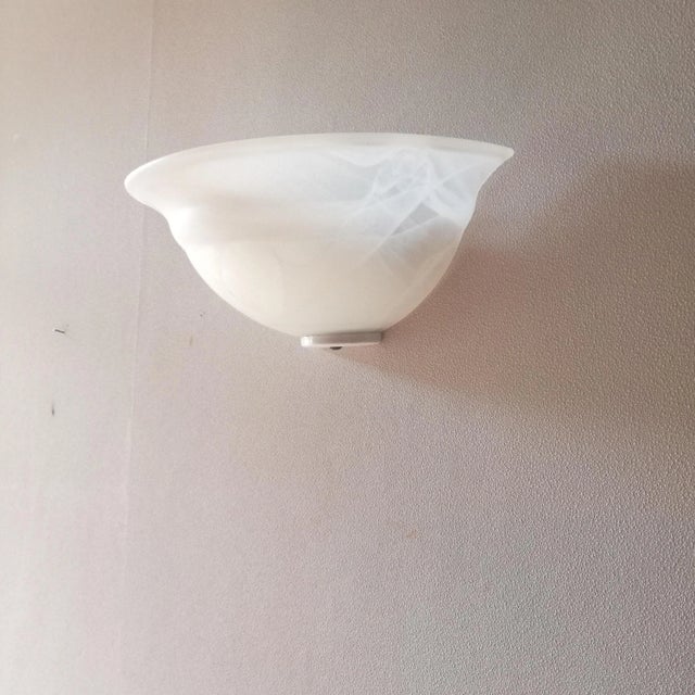 Contemporary Half Bell Wall Light in Milky Glass For Sale - Image 3 of 8