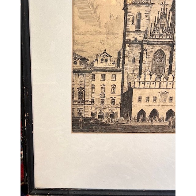Antique Engravings - Prague - Czech Republic, Signed, Dated - Listed Artist Arno Nauman For Sale - Image 4 of 10
