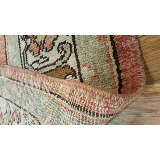 Antique Oushak Rug, Handmade Oriental Rug, Coral, Beige, Taupe Fine Rug For Sale - Image 10 of 11