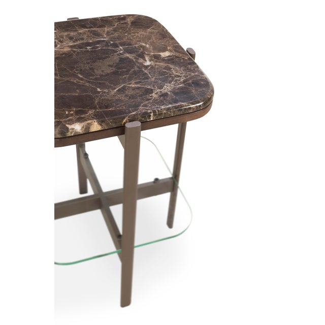 Mid-Century Modern Niteroi Side Table with Marble Top by Fabian Pellegrinet Conte For Sale - Image 3 of 4