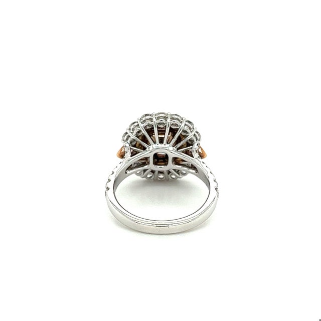 Gia Certified Radiant Cut Fancy Dark Brown Pink Diamond and Diamond Halo Ring Size 6.5 For Sale - Image 9 of 9