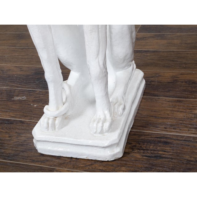 Midcentury Italian White Porcelain Sculpture of a Calm, Sitting Greyhound For Sale - Image 12 of 12