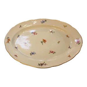 Large Meissen Oval Platter With Gilt Scalloped Edge