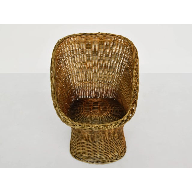 Brown Set of Nordic Barrel Armchairs in Woven Rush, 1970 For Sale - Image 8 of 9