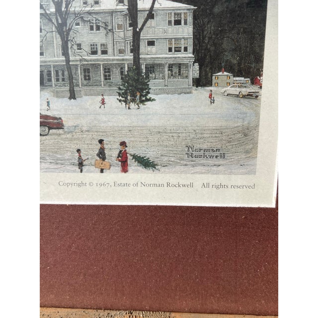 Wood Vintage Frame Stockbridge Mass. Christmas Winter Scene Print For Sale - Image 7 of 9