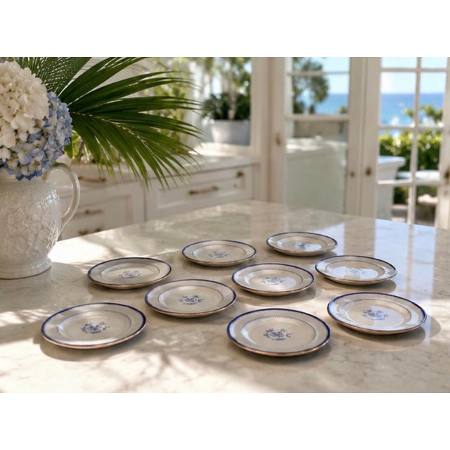 Set of 12 Vintage English Copeland Spode "Newburyport" Cobalt Blue & Gold 8-Inch Salad Dessert Plates For Sale - Image 9 of 12