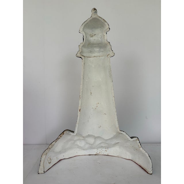 1960s Vintage Solid Cast Iron Lighthouse Doorstop – Hand-Painted Coastal Decor For Sale - Image 5 of 8