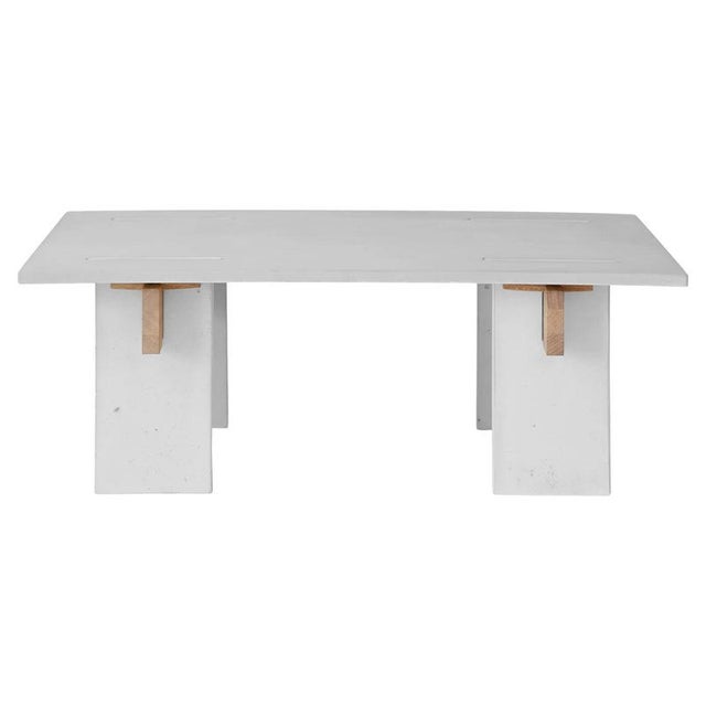 White Arnold Light Concrete and Light Oak Wedges Coffee Table by Eberhart Furniture For Sale - Image 8 of 8