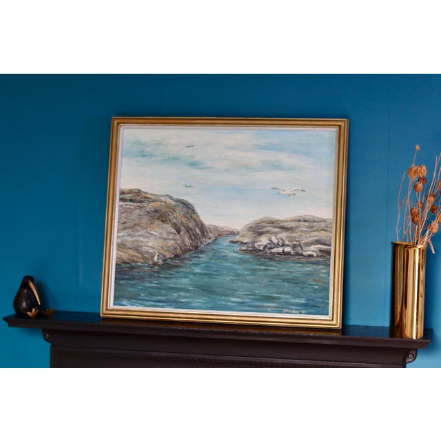 E Alveskog, Swedish Seascape, 1960s, Oil on Panel For Sale - Image 7 of 9