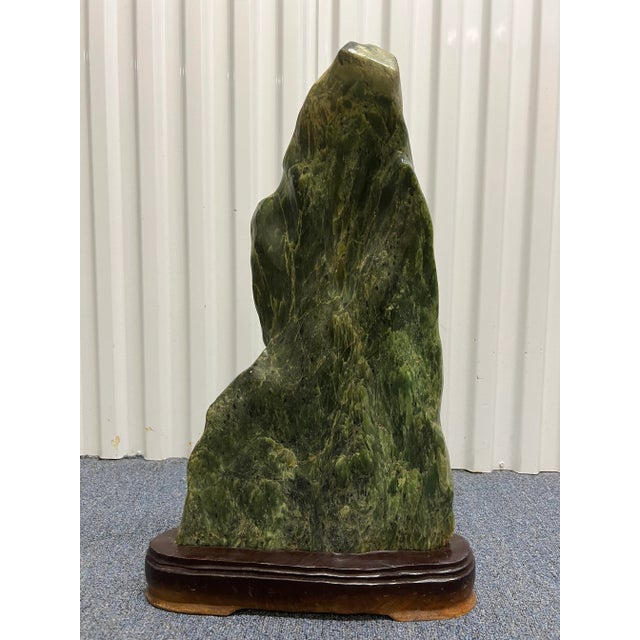 Early 20th Century Antique Chinese Green Serpentine Scholar Rock Diety Stone For Sale - Image 10 of 10