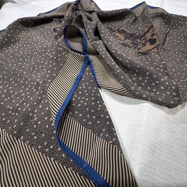 1980s Black Panter Silk Print Scarf by Krizia For Sale - Image 6 of 13