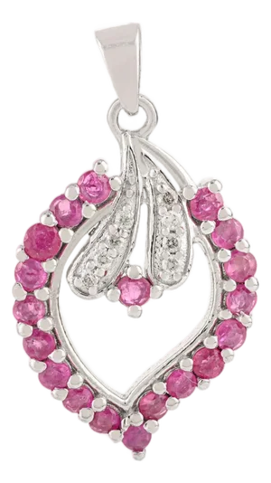 925 Silver Dainty 1.45 Ct Ruby Studded With Diamond Modern Charm Pendant for Her