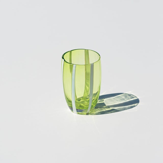 Contemporary Gessato Tumbler (Set of 2) - Apple Green For Sale - Image 3 of 5