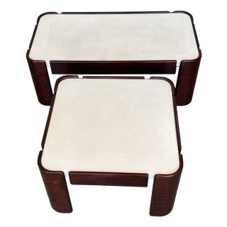Mid-Century Modern Coffee Tables with Curved Legs and White Top, 1950s, Set of 2 For Sale