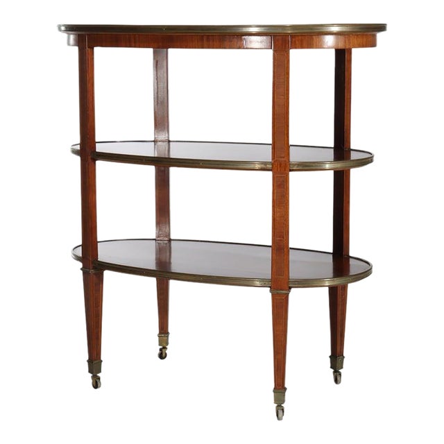 19th Century English Regency Rosewood 3-Tier Breakfast Table With Brass Inay & Trim 19thC For Sale