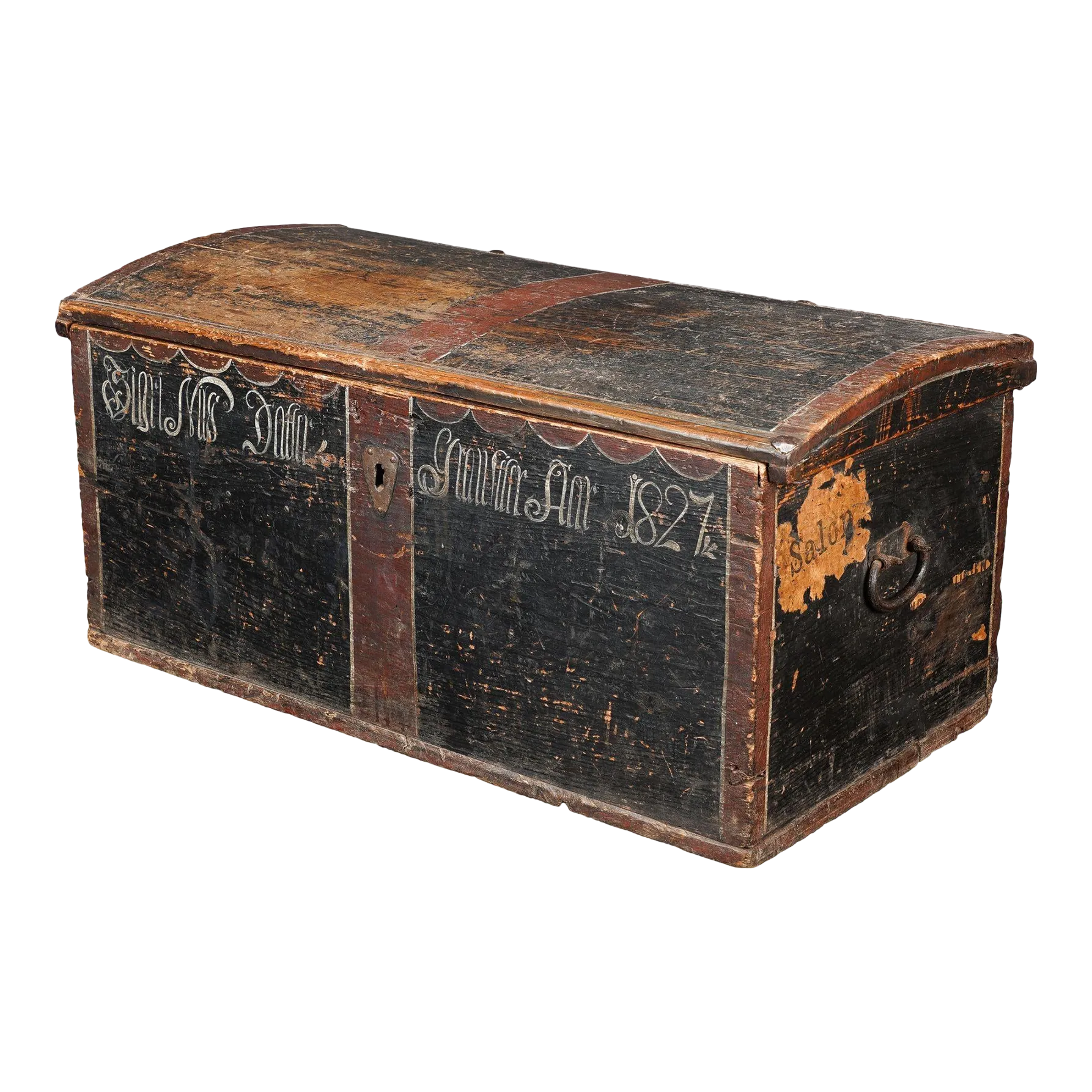 愛*ん様 US三軒茶屋 FakeVintageDenim EasyShorts Painted Norwegian Pine Immigrant Trunk With Coffer Top, 1827