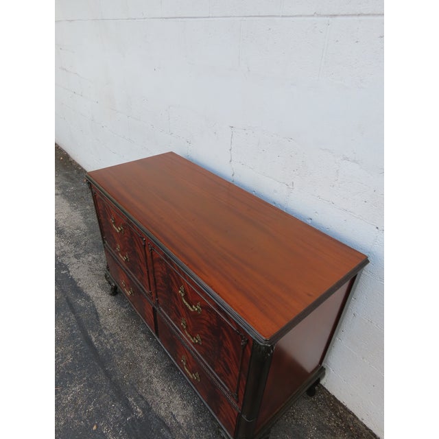 Early 1900s Carved Flame Mahogany Low Dresser Bathroom Vanity 6325 For Sale - Image 11 of 18