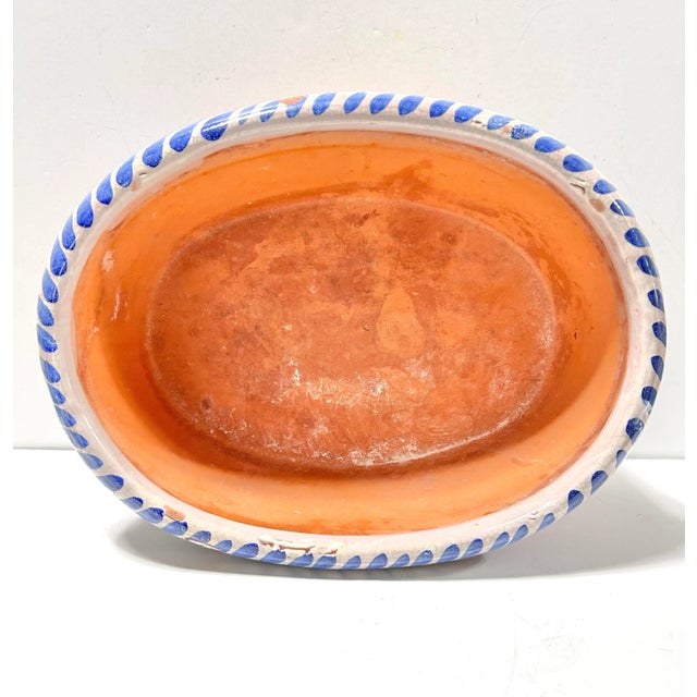 1980s Vintage Italian Majolica Style Flower Pot Planter Centerpiece Bowl - Signed For Sale - Image 5 of 12