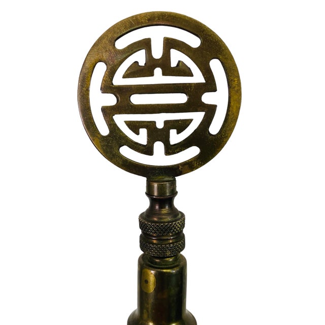 Metal Mid-20th Century Gold Porcelain Hammered Brass Textured Elephant Head Lamps a Pair For Sale - Image 7 of 13