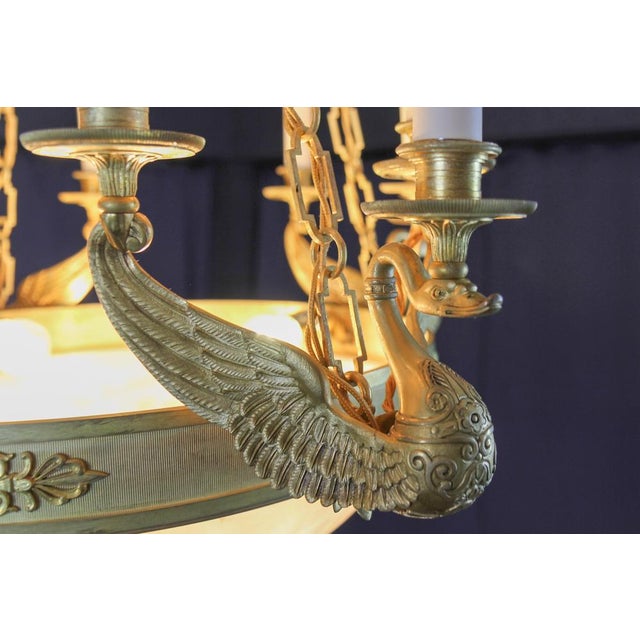 Large Empire Style Alabaster and Bronze 16-Light Chandelier, 1890s For Sale - Image 14 of 18