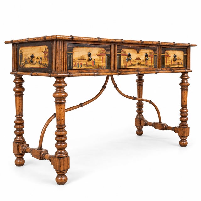 Brown Lane Venture Faux Bamboo Chinoiserie Fruitwood Sideboard Credenza Table For Sale - Image 8 of 10