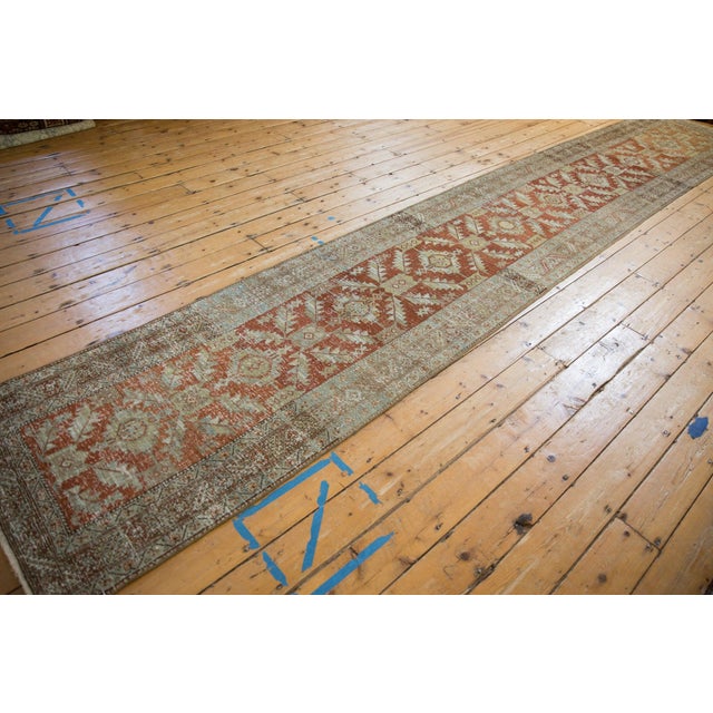 1930s 1930s Vintage Persian Heriz Diamond Palmette Rug Runner For Sale - Image 5 of 12