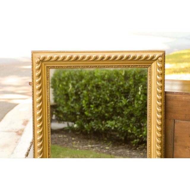 Early 20th Century French Rectangular Giltwood Mirror with Gadrooned and Beaded Frame, circa 1900 For Sale - Image 5 of 10