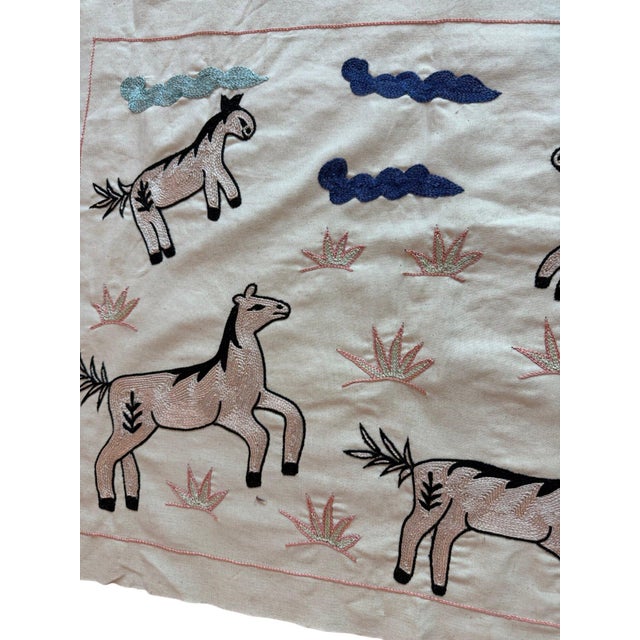 Blush Horse Suzani Wall Hanging For Sale - Image 4 of 6