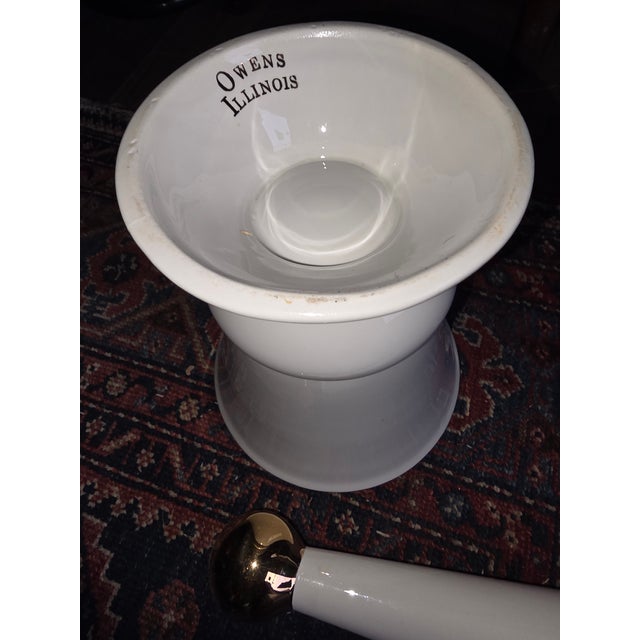 Owens Illinois pharmacy vessel with Antique white and gold finish.