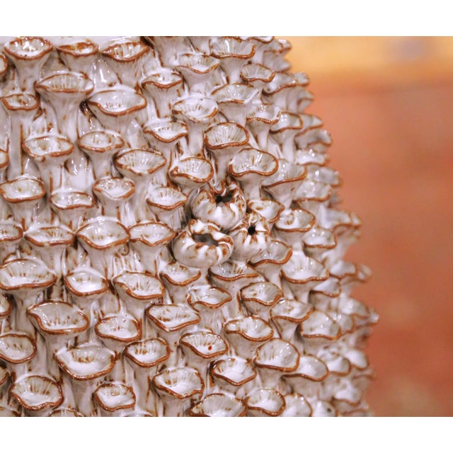 Early 21st Century Pair of Contemporary French Ceramic Vases With Mushroom-Inspired Organic Relief For Sale - Image 5 of 9