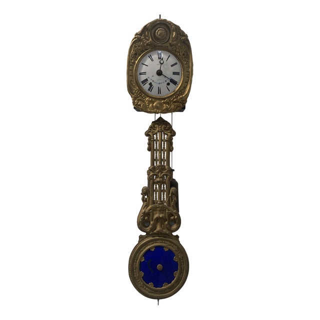 Louis XV Style Grandfather Clock in Stamped Brass For Sale