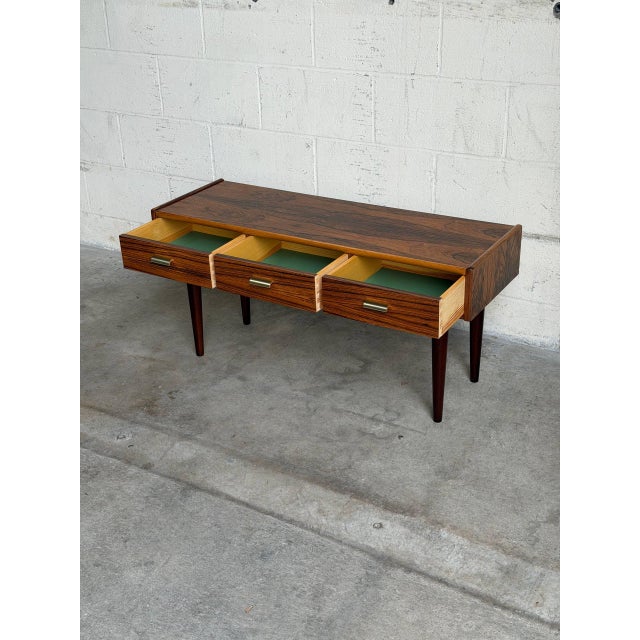 Mid-Century Modern Rosewood Entry Table Small Three Drawer Denmark 1960s For Sale - Image 3 of 10