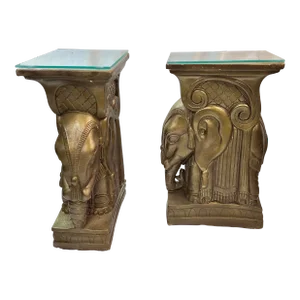 Vintage Ceramic Elephant Garden Stools - a Pair