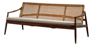 Mid-Century Modern Sofa in Teak and Cane by Hartmut Lohmeyer for Wilkhahn, 1950s