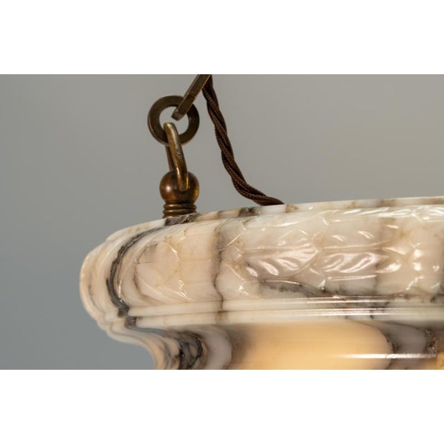 Extra Large Art Deco Six-Light Alabaster Pendant with Dark Veining, 1920 For Sale - Image 15 of 18